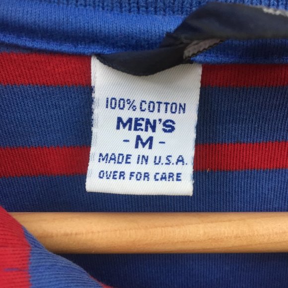 Land's End men's blue & red striped polo tee - size M - Picture 3 of 7